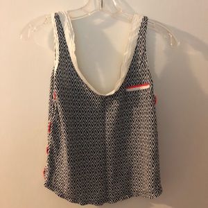 Revolve Black/White Tank with Pink Stitch